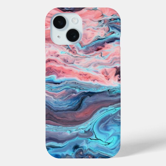Pastel Marble Fluid Art Phone Case | Pink and Blue (Back)