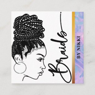 Pastel Marble Modern Hair Braiding Salon Square Bu Business Card