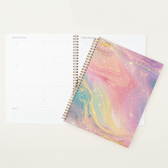 Pastel Marble Planner with Gold Sparkles (Display)