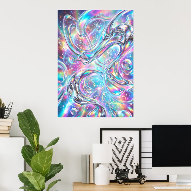 Pastel Marble Swirl Abstract Poster (Home Office)