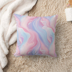 Pastel Marble Swirl Pattern Pink Blue Abstract Cushion