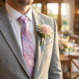 Pastel Marble Swirl - Pink Purple Blue Abstract Tie