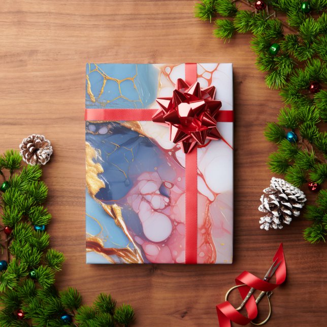 Pastel Marble with Gold Elegance Wrapping Paper (Holiday Gift)