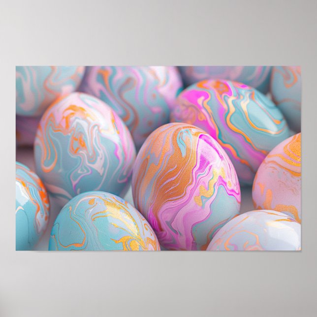Pastel marbled Easter eggs Poster (Front)