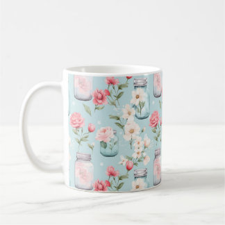 Pastel Mason Jar Floral Seamless Gift Wrap Coffee Mug