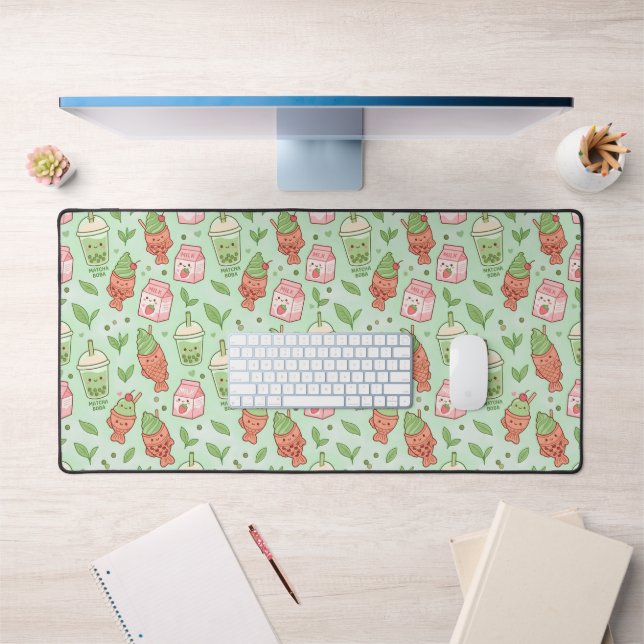 Pastel Matcha & Cafe Sweets Desk Mat (Office 1)