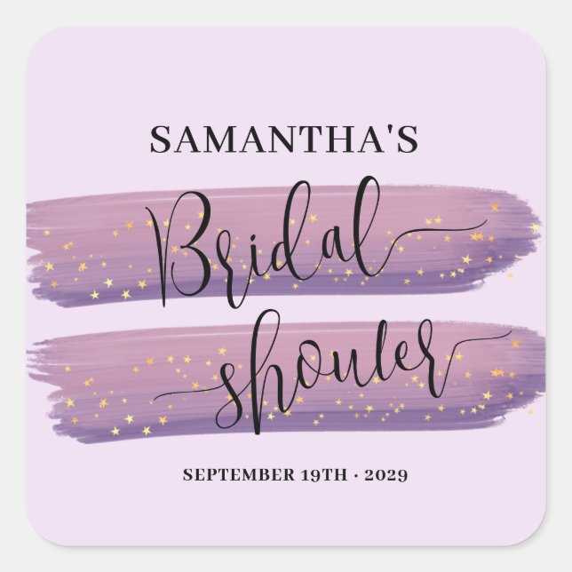 Pastel Mauve Celestial Bridal Shower  Square Sticker (Front)