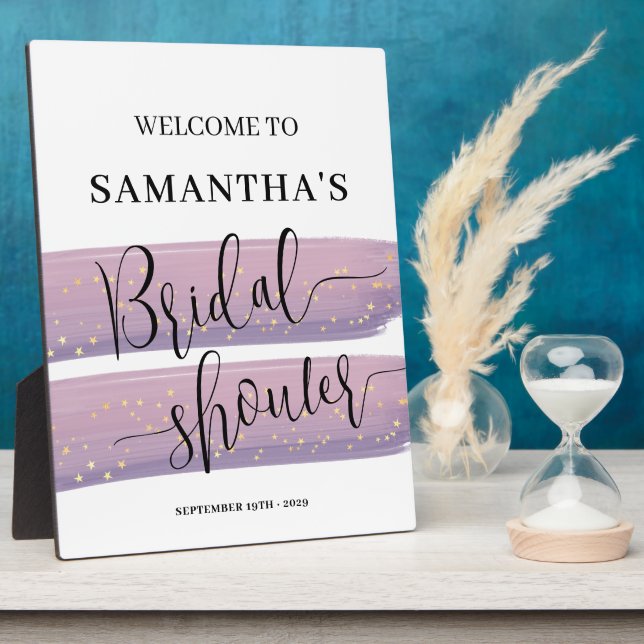 Pastel Mauve Celestial Bridal Shower Welcome Plaque (Side)