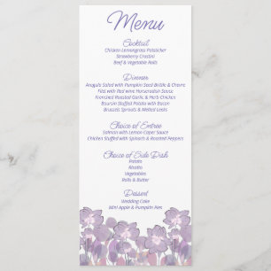 Pastel mauve purple blush floral Wedding Menu