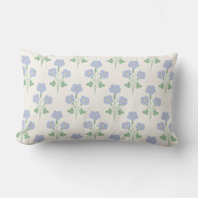Pastel Meadow Delicate Botanical Lumbar Cushion (Front)