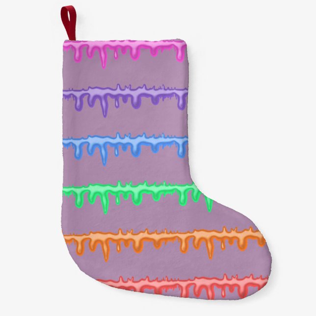 Pastel Melted Rainbow Stripe Xmas in July Stocking (Front)