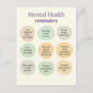 Pastel Mental Health Reminder  Holiday Postcard