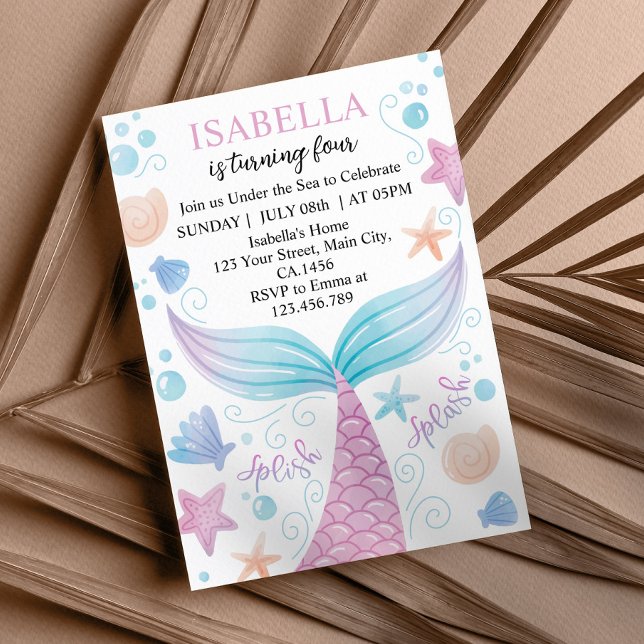 Pastel Mermaid Birthday Invitation (Creator Uploaded)