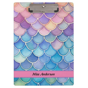 Pastel Mermaid Scale Customisable Name  Clipboard