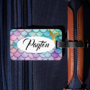 Pastel Mermaid Scales Luggage Tag