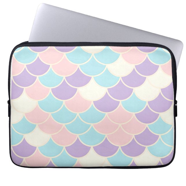 Pastel Mermaid Scales Seamless Pattern Laptop Sleeve (Front)