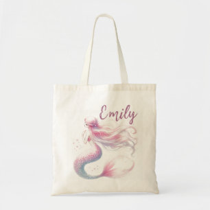 Pastel Mermaid Tote Bag with Name