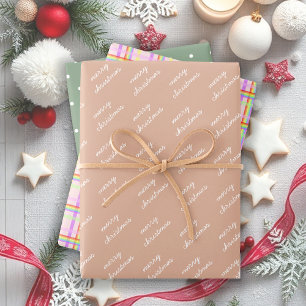 Pastel Merry Christmas Rainbow Wrapping Paper Sheet