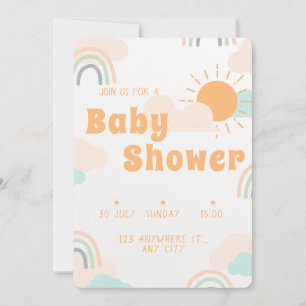Pastel Minimal Baby Shower Invitation
