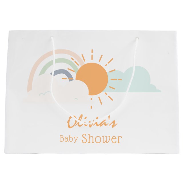 Pastel Minimal Baby Shower Large Gift Bag (Front)