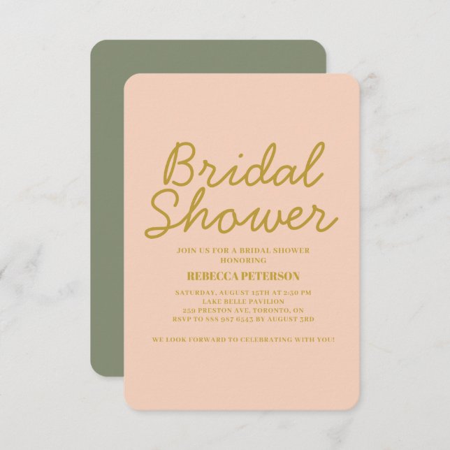 Pastel Minimal Typography Modern Bridal Shower Invitation (Front/Back)
