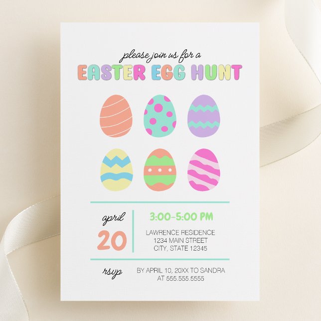 Pastel Minimalist Easter Egg Hunt Invitation (Creator Uploaded)