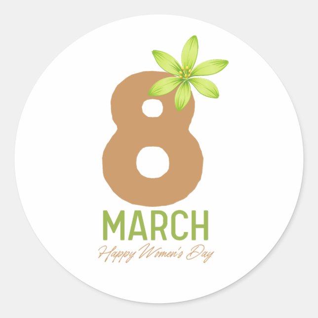 Pastel Minimalist Floral Women's Day  Classic Round Sticker (Front)
