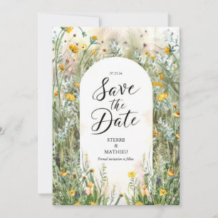 Pastel Minimalist Wildflower Wedding Save The Date