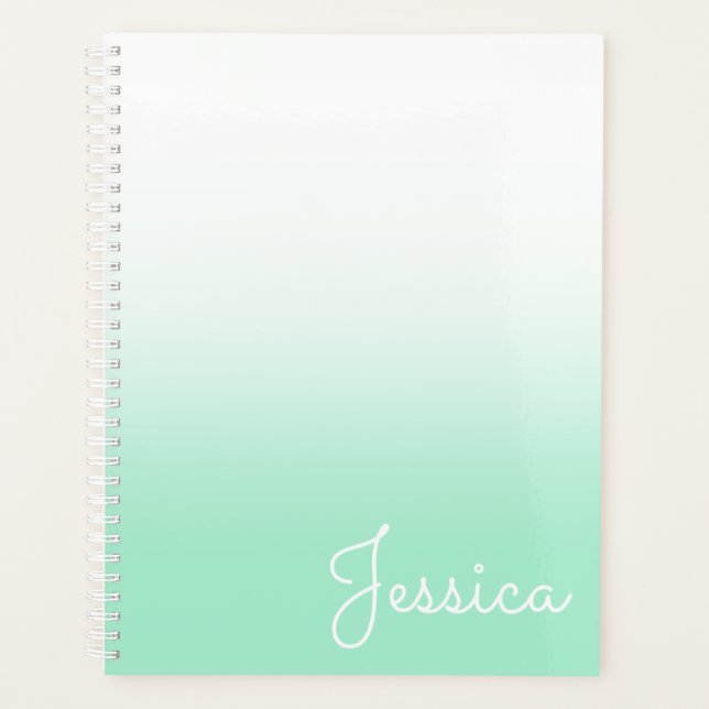 Pastel Mint and White Ombre Planner (Front)
