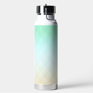 Pastel Mint Beige Argyle Pattern Stainless Steel Water Bottle