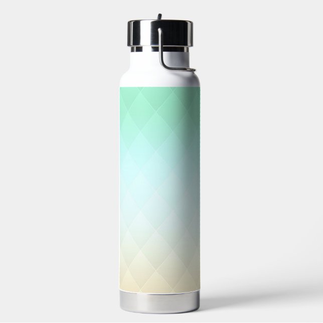 Pastel Mint Beige Argyle Pattern Stainless Steel Water Bottle (Left)