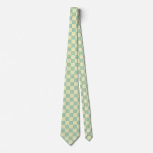 Pastel Mint Green and Pale Yellow Chequerboard Tie