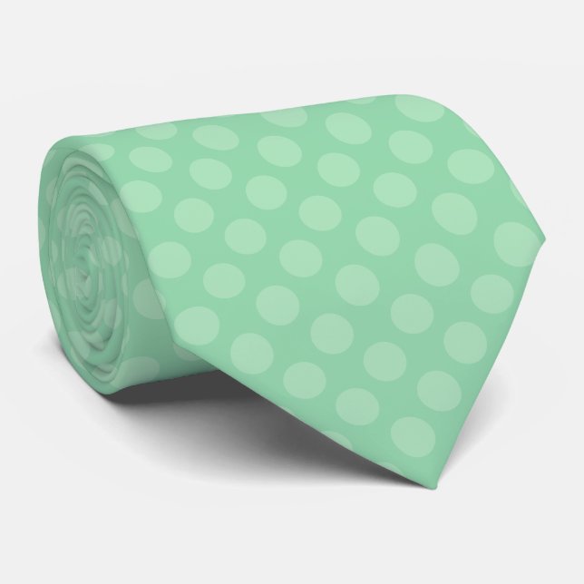 Pastel Mint Green PolkaDot Pattern Tie (Rolled)