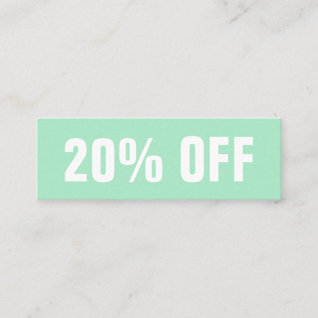 Pastel / mint green simple trendy discount card (Front)