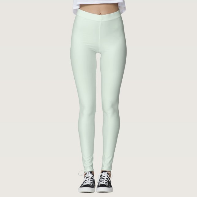 Pastel Mint Green Solid Colour Leggings (Front)