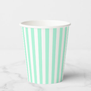Pastel Mint Green Stripes Summer Striped Paper Cups
