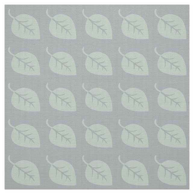 Pastel Mint Grey Leaf Pattern Fabric (Swatch)
