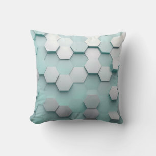 Pastel Mint Hexagon 3D Mosaic Cushion