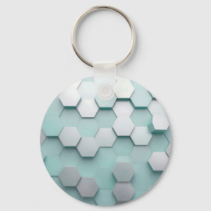 Pastel Mint Hexagon 3D Mosaic Key Ring