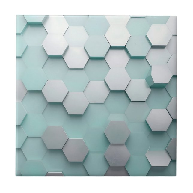 Pastel Mint Hexagon 3D Mosaic Tile (Front)