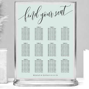 Pastel Mint Simple Wedding Seating Chart
