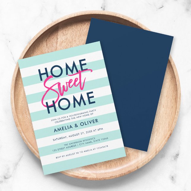 Pastel Mint & White Blue Housewarming Party Invitation (Creator Uploaded)