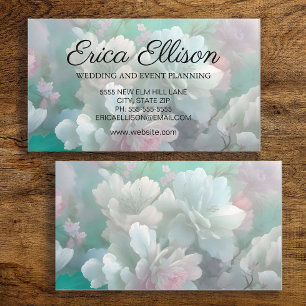 Pastel Mint White Pink Floral Feminine Business Card