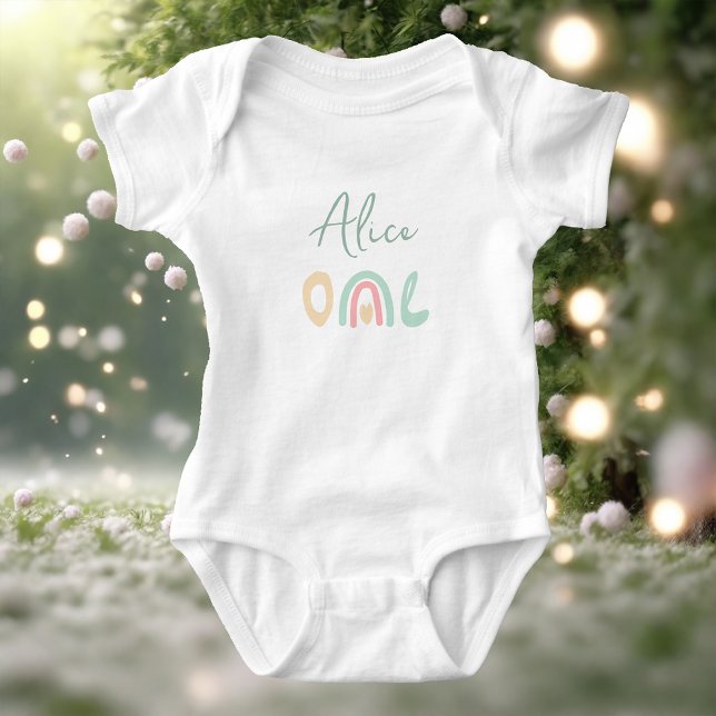 Pastel minty yellow rainbow 1st Birthday party Baby Bodysuit (Creator Uploaded)