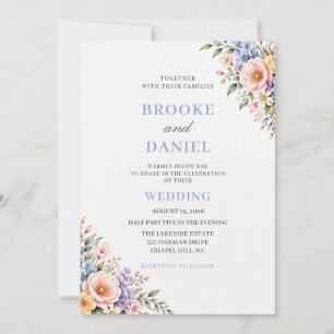 Pastel Mixed Bloom Spring Wedding Invitation