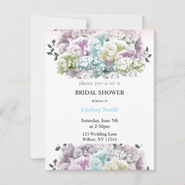 Pastel Mixed Floral Bridal Shower Invitation (Front)
