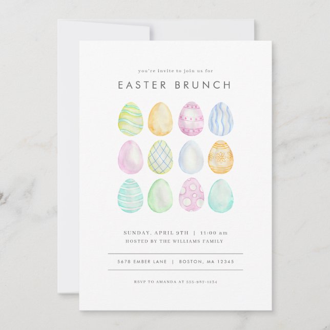 Pastel Modern Easter Brunch Invitation Easter Egg (Front)