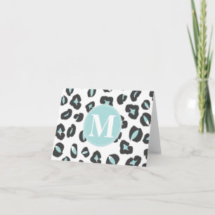 Pastel Modern Monogram Cheetah Print Note Card