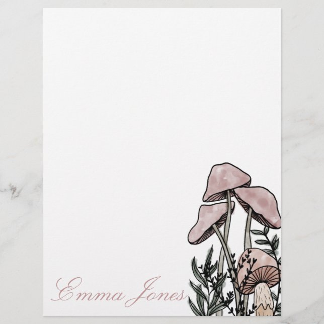 Pastel Modern Mushrooms Custom Letterhead (Front)