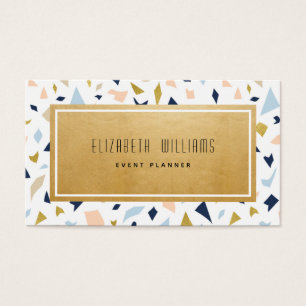 Pastel Modern Terrazzo Event Planner Business Card